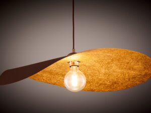 Miniaturka 10 - Lampa wisząca Leaf brązowo-miedziana, detal faktury klosza przy żarówce