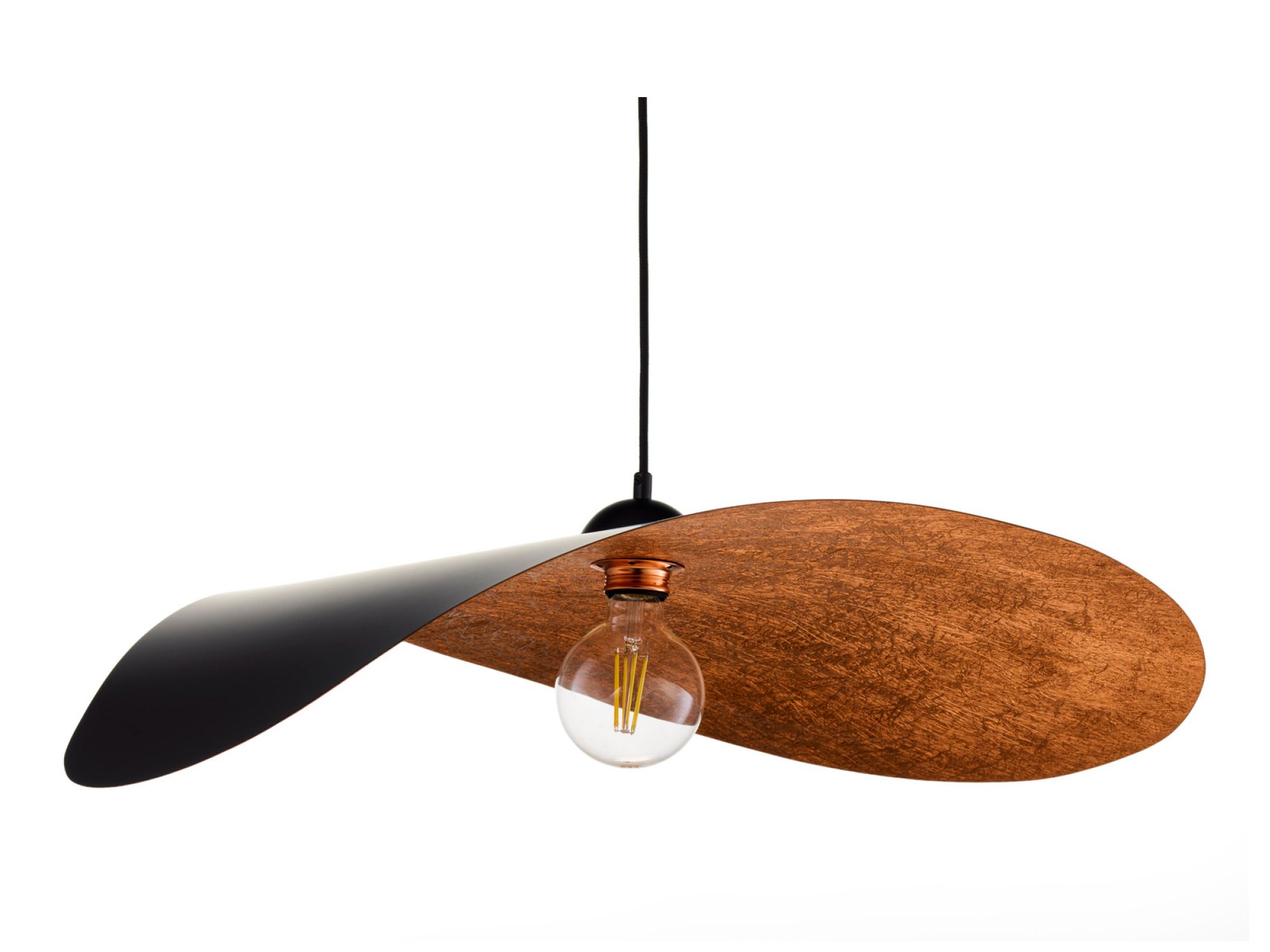 Lampa wisząca Leaf czarna z miedzianym wnętrzem – packshot