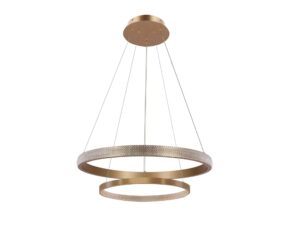 Miniaturka 2 - Lampa wisząca Avesela dwa złote ringi LED 60 i 40 cm z dekoracją akrylową