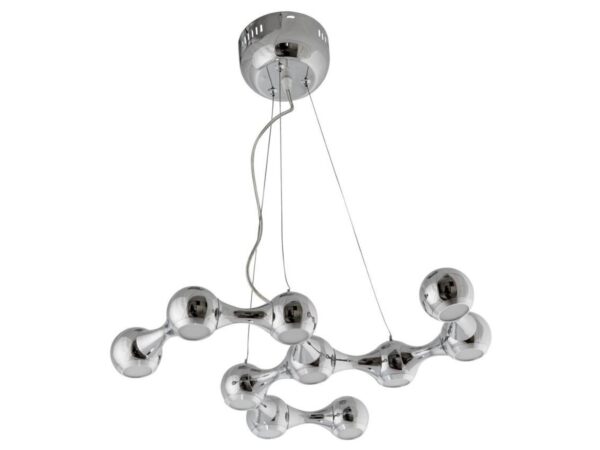 Chromowana lampa wisząca LED z dziesięcioma punktami w nieregularnym układzie