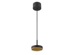 Miniaturka 6 - Lampa wisząca LED czarno-złota, pełen widok na białym tle