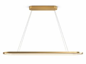 Miniaturka 1 - Złota lampa wisząca LED Emadena 100 cm ze świecącym owalnym pierścieniem