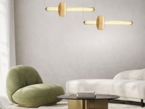 Miniaturka 3 - Dwie lampy wiszące Koramino w aranżacji salonu z sofą