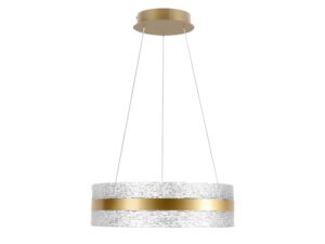 Miniaturka 3 - Złota lampa wisząca LED Korana 40 cm z bezbarwnymi przezroczystymi elementami
