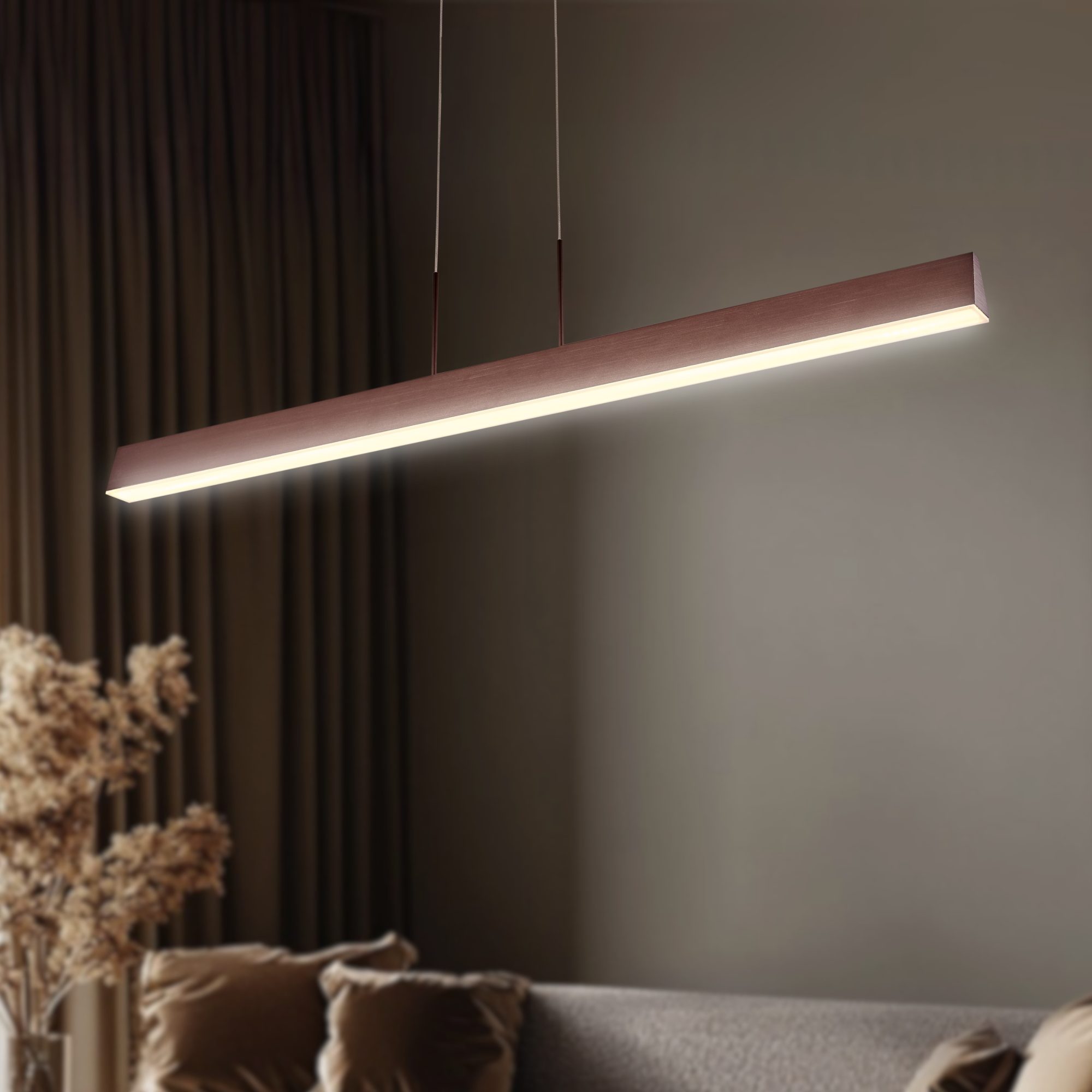 Lampa LED Noreseta z podłużnym świecącym panelem w aranżacji wnętrza