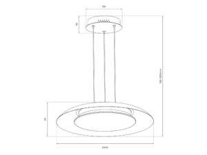 Miniaturka 7 - Rysunek wymiarowy lampy wiszącej ring 40 cm, zwis 30–130 cm