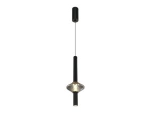 Miniaturka 9 - Czarna lampa wisząca LED Seladano 7 W z kryształowym kloszem na białym tle