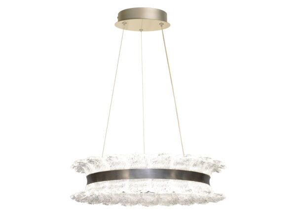 Lampa wisząca Terimia LED w niklu satynowym – widok całej oprawy