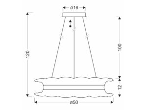 Miniaturka 2 - Lampa wisząca Terimia LED – rysunek wymiarowy średnica 50 cm