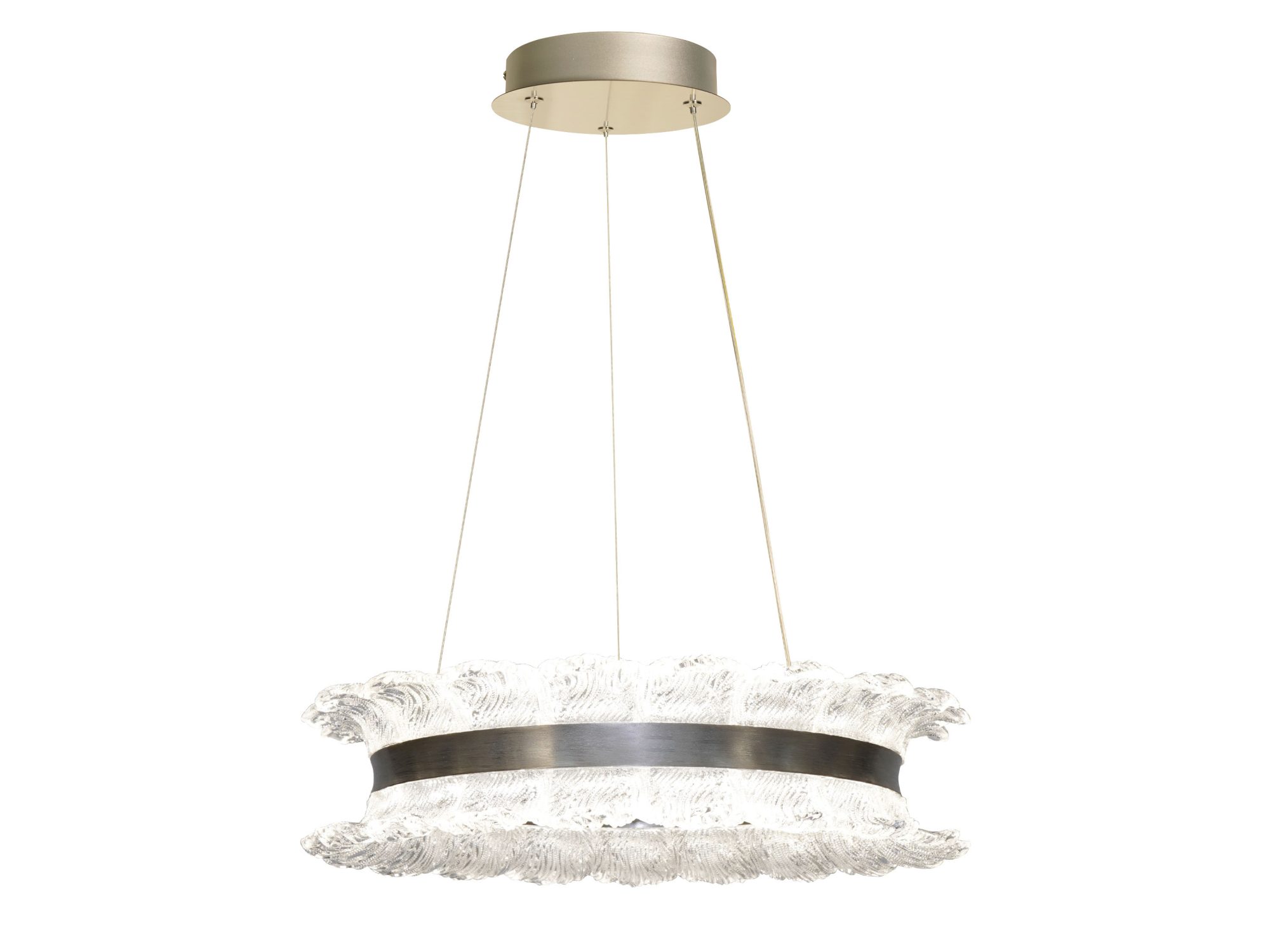 Lampa wisząca Terimia LED nikiel satynowy z przezroczystymi elementami