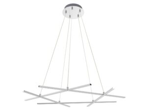 Miniaturka 4 - Lampa wisząca LED Valitano srebrna, geometryczne listwy świetlne na białym tle