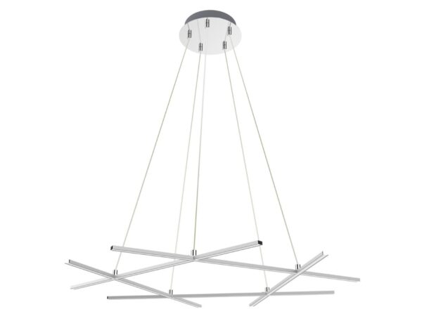 Lampa wisząca LED Valitano srebrna, geometryczne listwy świetlne na białym tle