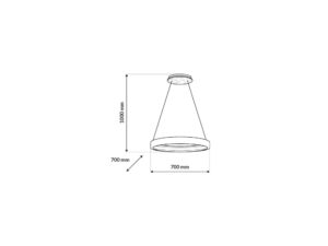 Miniaturka 2 - Rysunek wymiarowy biało-złotej lampy wiszącej LED Veletira