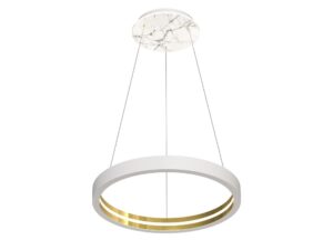 Miniaturka 5 - Lampa wisząca LED Veletira biała ze złotymi detalami, całe ujęcie
