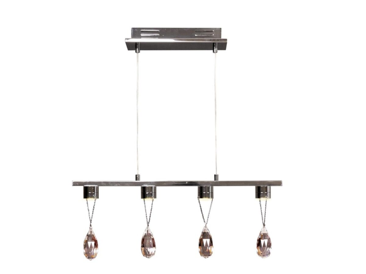 Lampa wisząca LED Voloma 58 cm chromowana z 4 kryształowymi kroplami