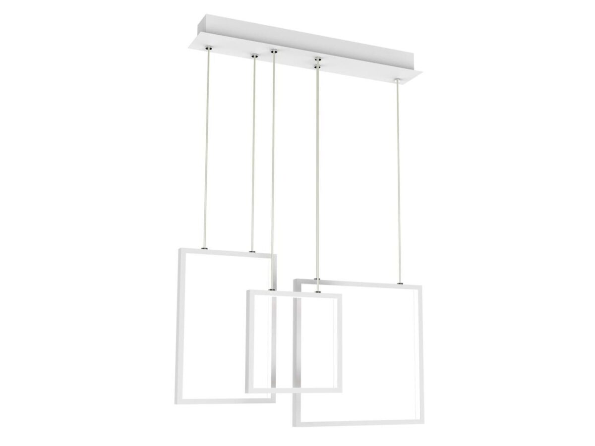 Lampa wisząca LED Zaritia 63 cm trzy kwadraty biała