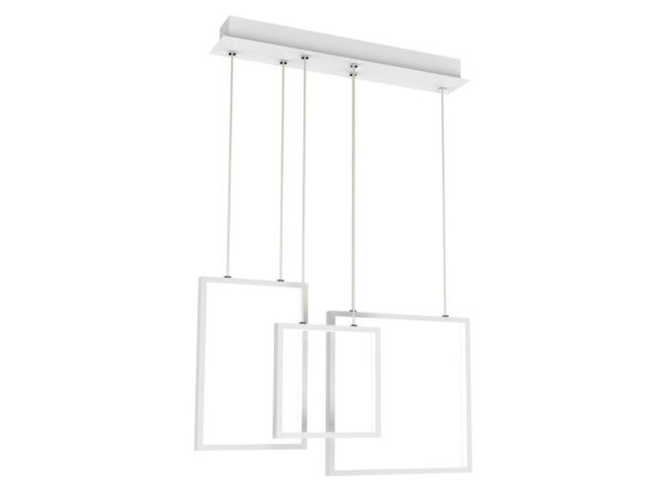 Biała lampa wisząca LED Zaritia z trzema kwadratowymi ramkami