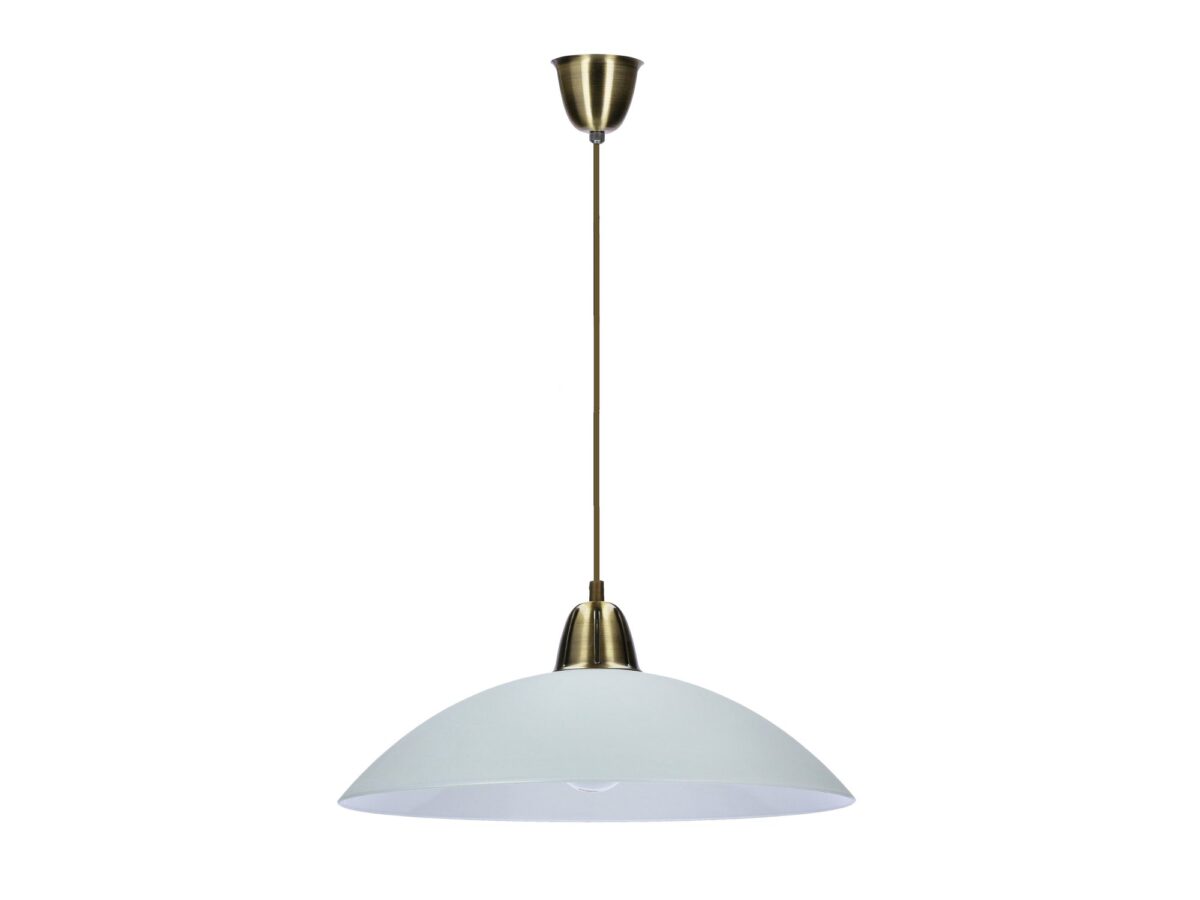 Lampa wisząca Levado patynowana z białym szklanym kloszem 40 cm