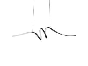 Miniaturka 1 - Zbliżenie falistego czarnego profilu LED lampy wiszącej Levasina