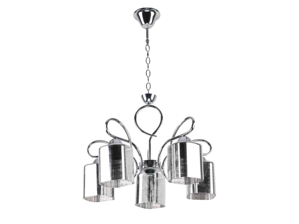 Lampa wisząca Levasino chromowana pięć srebrnych kloszy E27