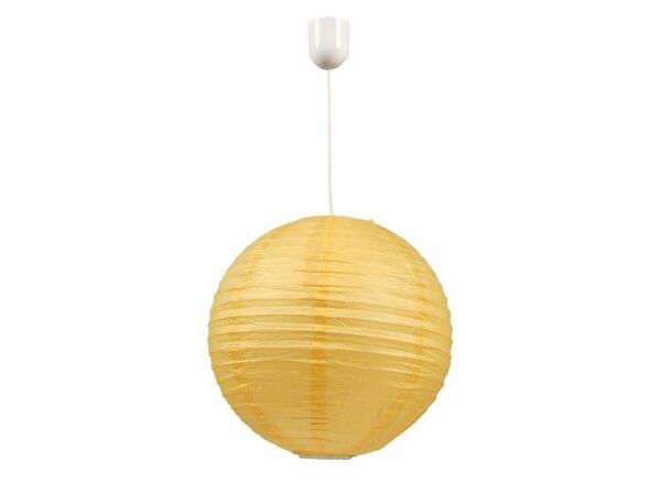 Lampa wisząca Levenira z żółtym kulistym papierowym kloszem
