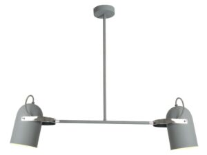 Miniaturka 3 - Lampa wisząca Leveto szara dwupunktowa z chromowanymi uchwytami