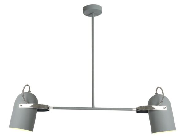 Lampa wisząca Leveto szara dwupunktowa z chromowanymi uchwytami