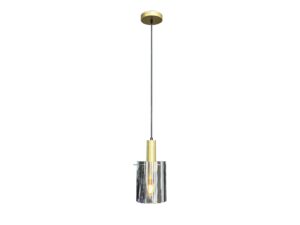 Miniaturka 5 - Lampa wisząca Levolira jednopunktowa z czarno-złotym zawieszeniem i szklanym kloszem