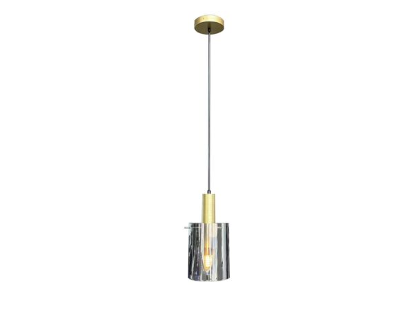 Lampa wisząca Levolira jednopunktowa z czarno-złotym zawieszeniem i szklanym kloszem