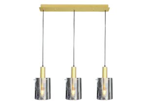 Miniaturka 5 - Lampa wisząca Levolira 3-punktowa z czarno-złotą listwą i trzema szklanymi kloszami