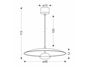 Miniaturka 4 - Rysunek wymiarów lampy wiszącej Levorio 48 cm