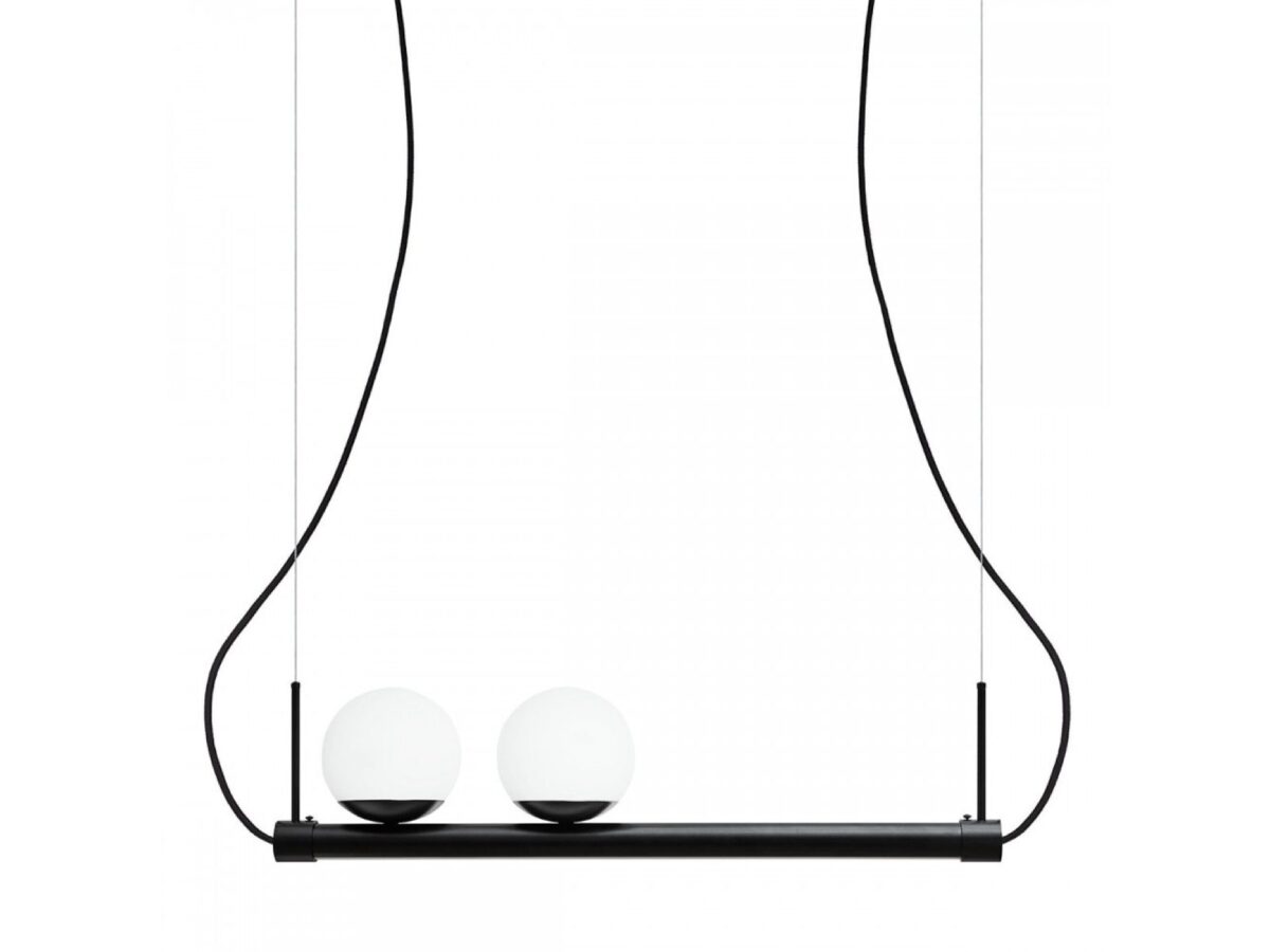 Lampa wisząca LIGNE z taśmą LED i dwoma szklanymi kloszami