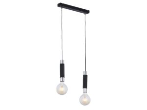 Miniaturka 1 - Lampa wisząca Lile dwupunktowa z czarną belką i chromowanymi detalami
