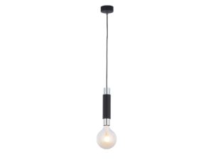Miniaturka 1 - Lampa wisząca Lile jednopunktowa czarna z chromowanymi zakończeniami