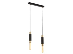 Miniaturka 2 - Lampa wisząca Lile dwupunktowa z czarną belką i złotymi detalami