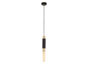 Miniaturka 2 - Lampa wisząca Lile jednopunktowa czarna ze złotymi metalowymi zakończeniami
