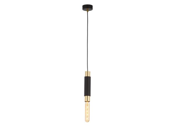 Lampa wisząca Lile jednopunktowa czarna ze złotymi metalowymi zakończeniami