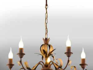 Miniaturka 2 - Lampa wisząca Lima pięć ramion w kolorze stare złoto, widok całej oprawy