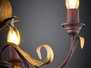 Miniaturka 5 - Lampa Lima – dekoracyjne ramię i oprawka E14 w starym złocie