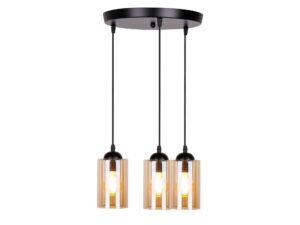 Miniaturka 4 - Lampa wisząca Lineso czarna z brązowymi kloszami szklanymi, pełny na białym tle