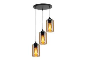Miniaturka 3 - Lampa wisząca Lineso z czarnym zawieszeniem i brązowym szkłem, inne ujęcie produktu