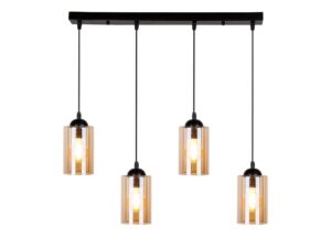Miniaturka 4 - Lampa wisząca Lineso cztery brązowe szklane klosze, biały na białym tle