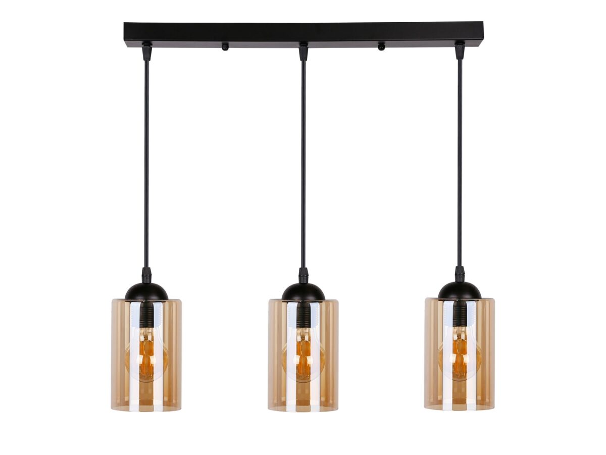 Lampa wisząca Lineso 3-punktowa z brązowymi kloszami 55 cm