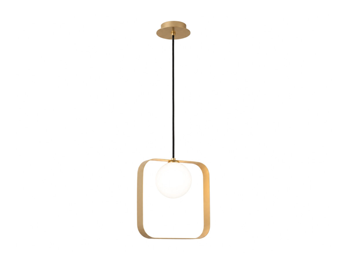 Lampa wisząca Linetela złota z kwadratową ramą