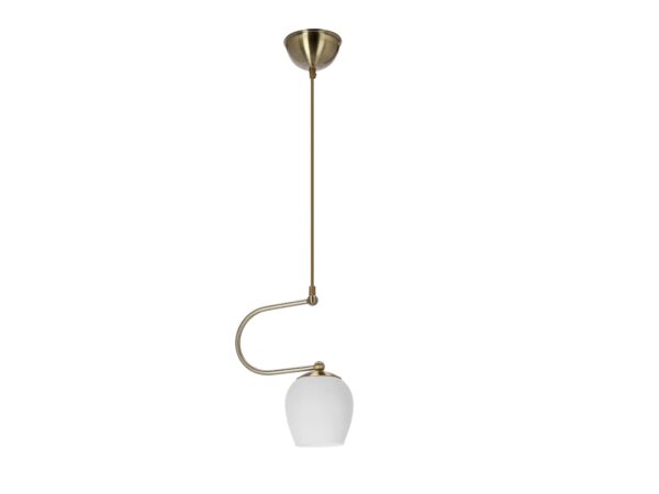 Lampa wisząca Linivio patyna z pojedynczym białym szklanym kloszem