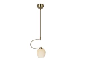 Miniaturka 2 - Lampa wisząca Linivio na patynowanym ramieniu z kremowym szklanym kloszem