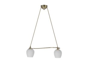 Miniaturka 1 - Lampa wisząca Linivio w patynie z dwoma białymi szklanymi kloszami