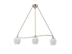 Miniaturka 1 - Lampa wisząca Linivio patynowana z trzema białymi szklanymi kloszami
