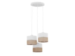 Miniaturka 2 - Lampa wisząca Linobianco 3-punktowa z biało-brązowymi abażurami na białym tle