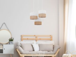 Miniaturka 1 - Lampa wisząca Linobianco 47 cm z abażurami w aranżacji